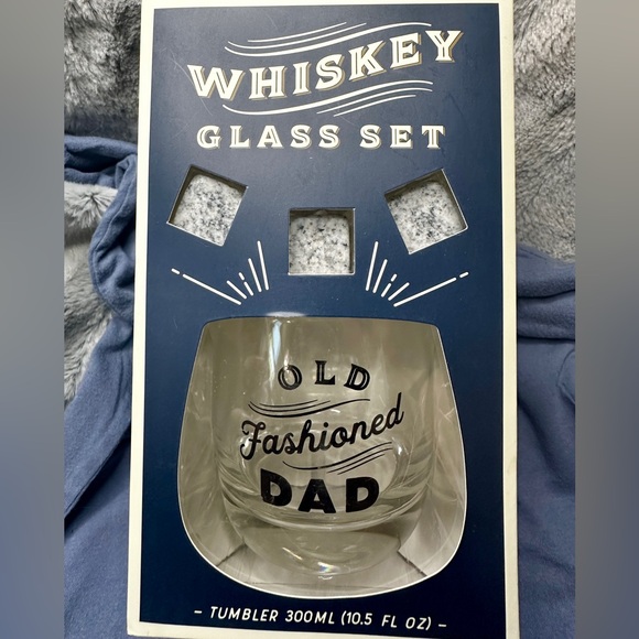 Noble Supply Co. ~ Whiskey ‘Old Fashioned Dad’ Glass Set with Whiskey Stones - Picture 1 of 7